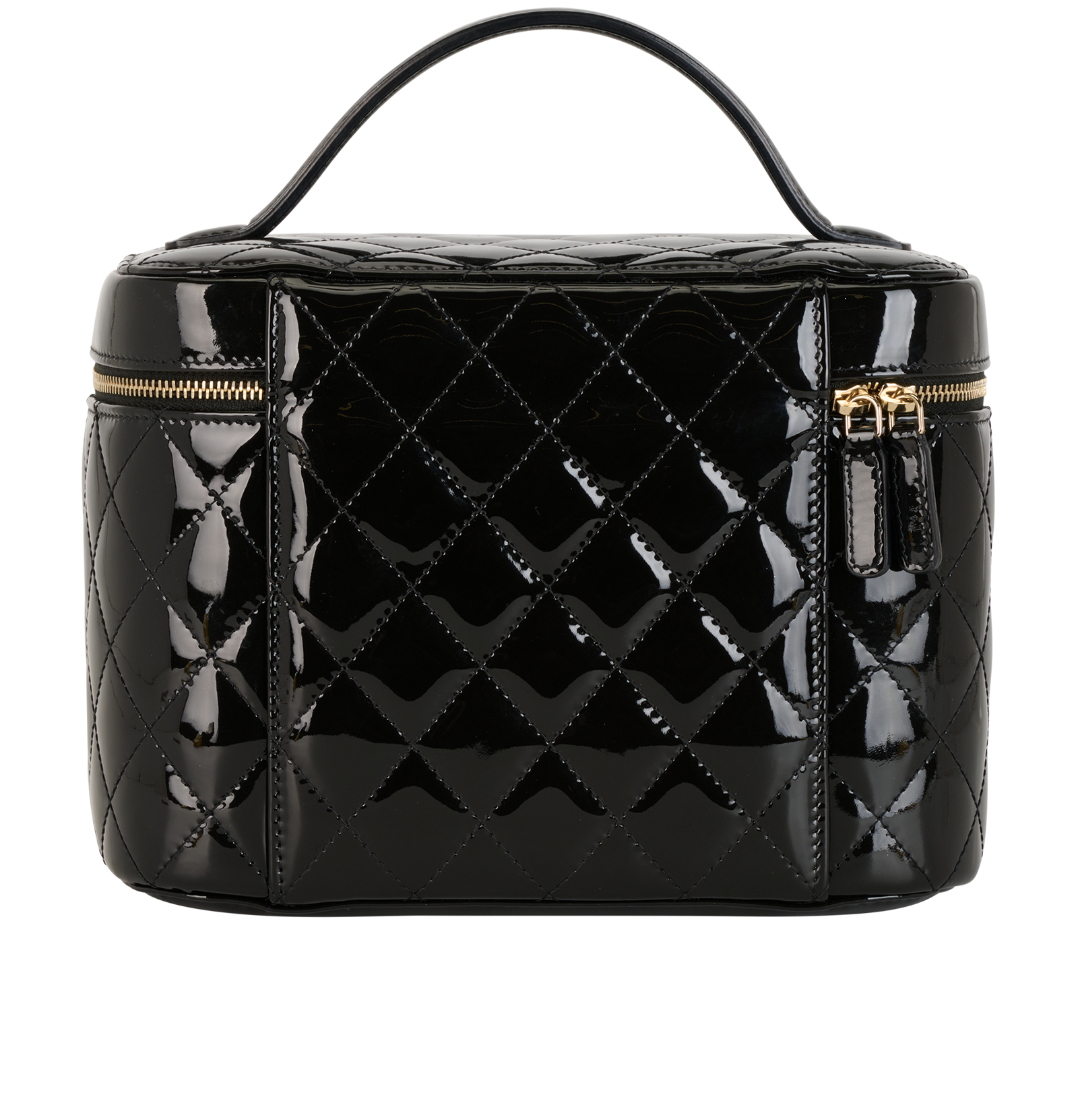 Chanel Top Handle Vanity, &pound;2,100, Accessories, Black, Patent Leather, Back view